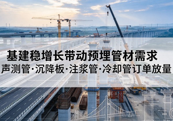 富平基建稳增长带动预埋监测管材需求，声测管、沉降板、注浆管订单持续放量